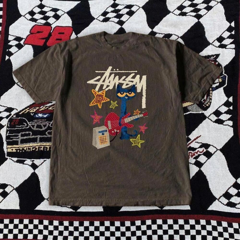 Stussy Brown Multi-Coloured Graphic Tee